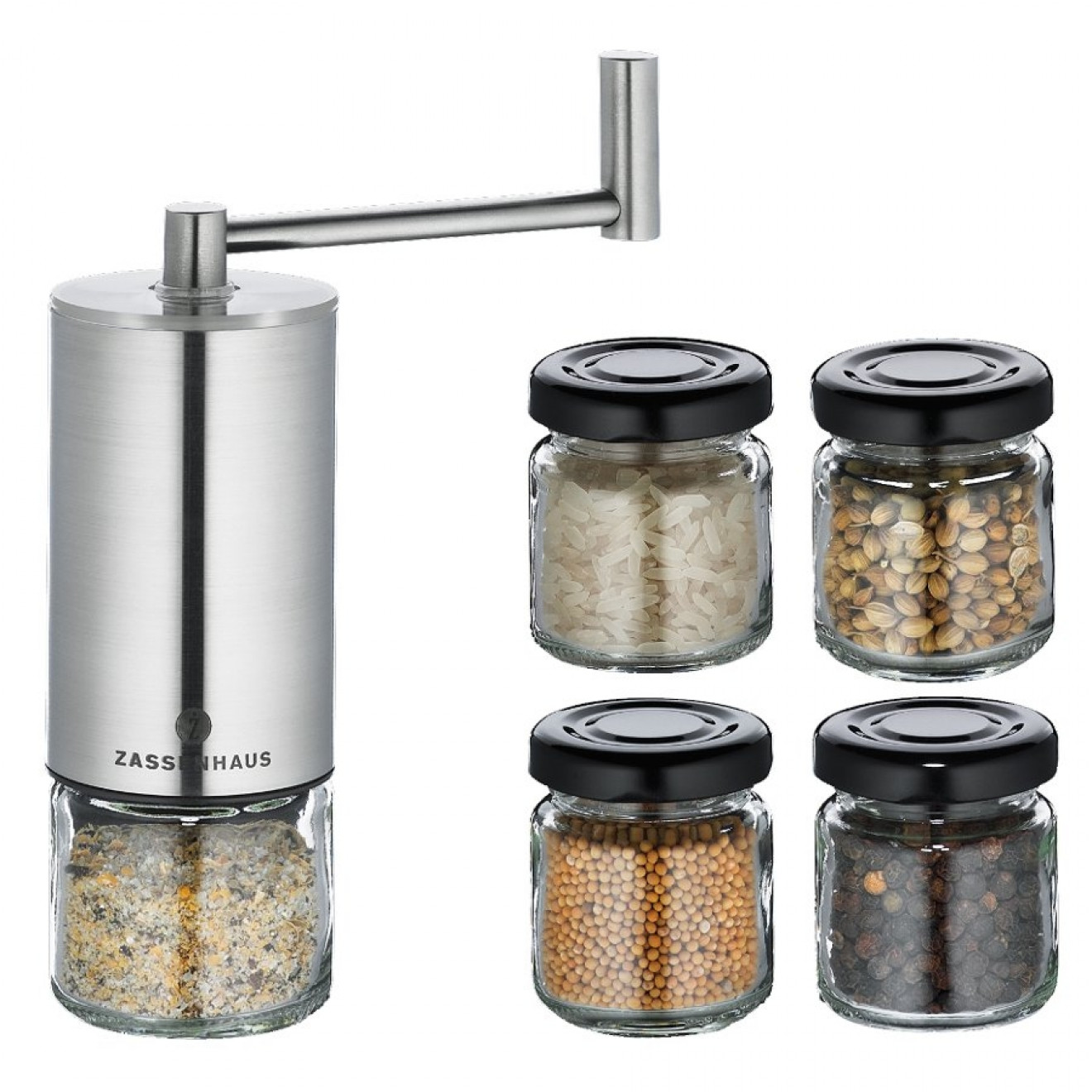 Zassenhaus Concept Spice Mill with 4 Small Storage Jars & 1 Collection Jar