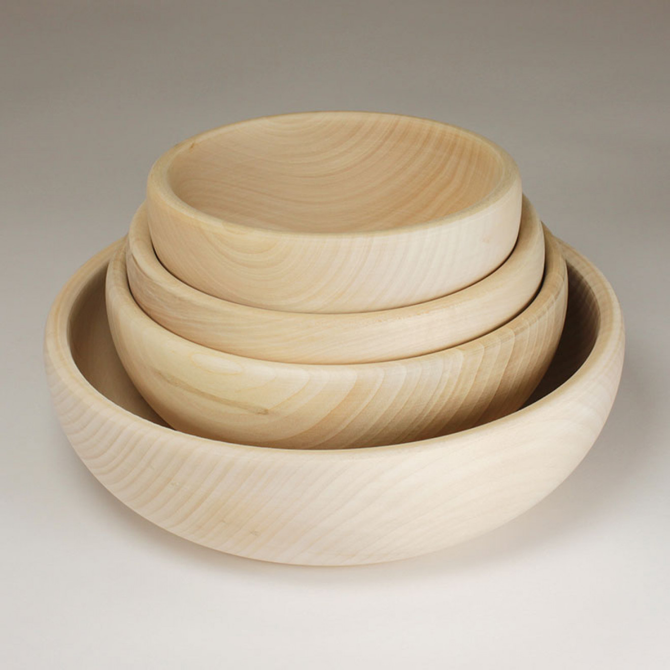 Set with four Wooden Bowls 6.29, 7.08, 7.87, 9.84Inches (16, 18, 20,25cm)