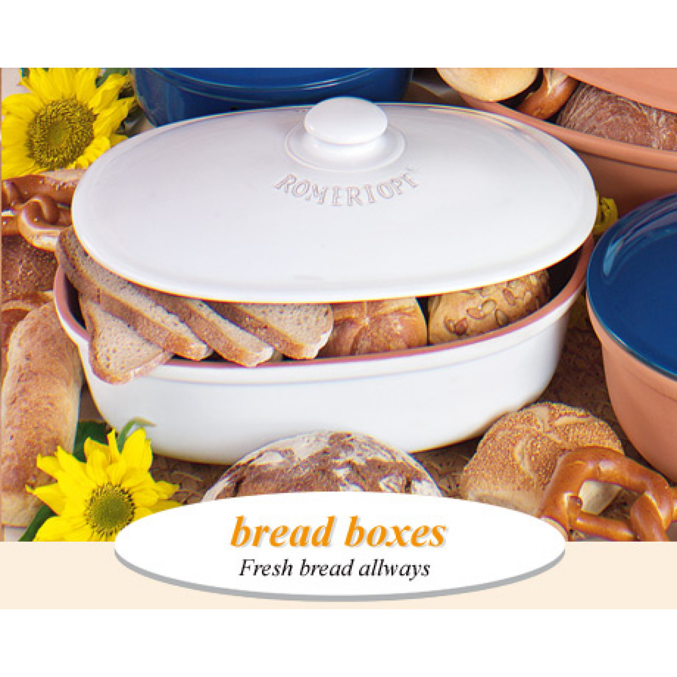 Clay Bread Crock Round, white