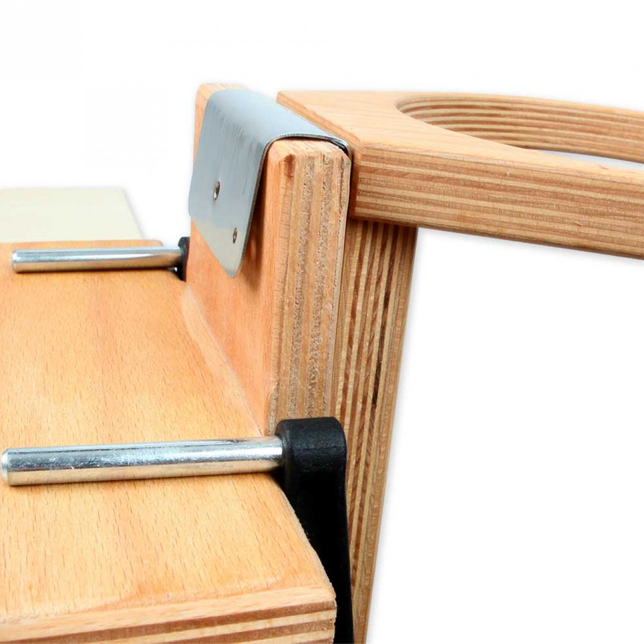 Curved bracket with felt + screws, for hanging glass silos