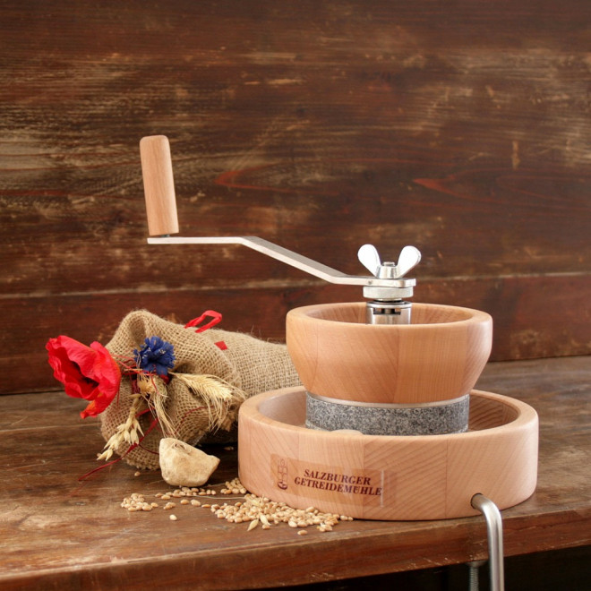 Hand-operated Grain Mill Model MH 4 with Grindstones Natural Granite