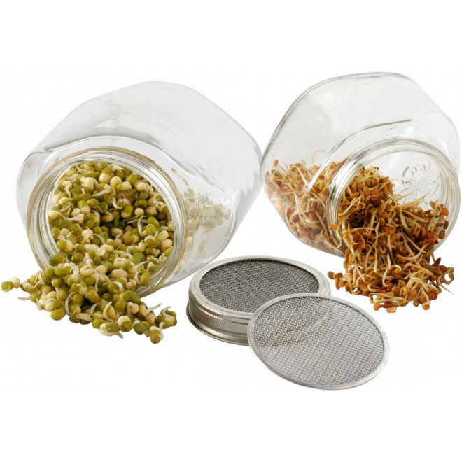 System III Eschenfelder Sprouting Set 3-Jar 35oz (1000ml) + Rack + ceramic drip tray white