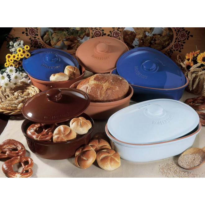 Clay Bread Crock Round, white