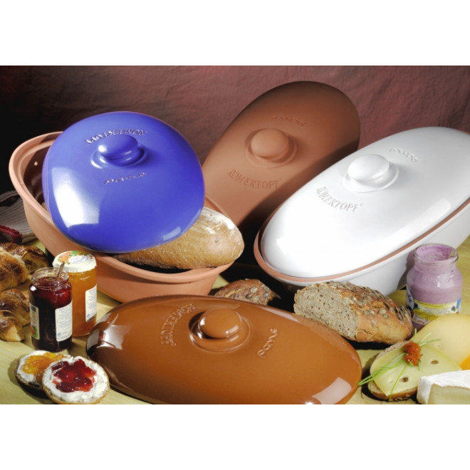 Clay Bread Crock Round, white