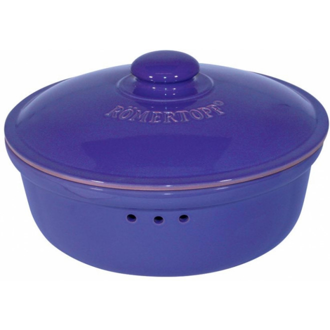 Clay Bread Crock Round, blue