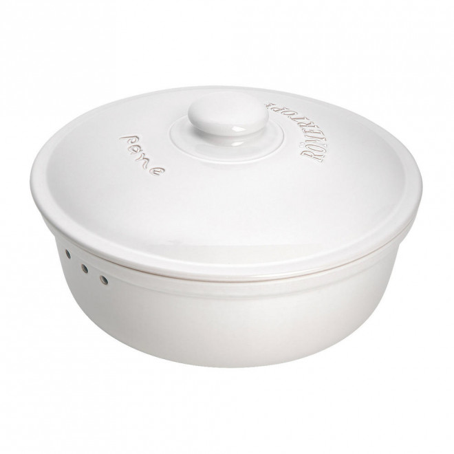 Clay Bread Crock Round, white