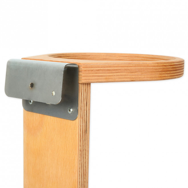 Curved bracket with felt + screws, for hanging glass silos