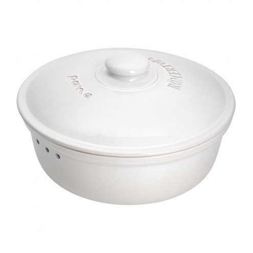 Clay Bread Crock Round, white
