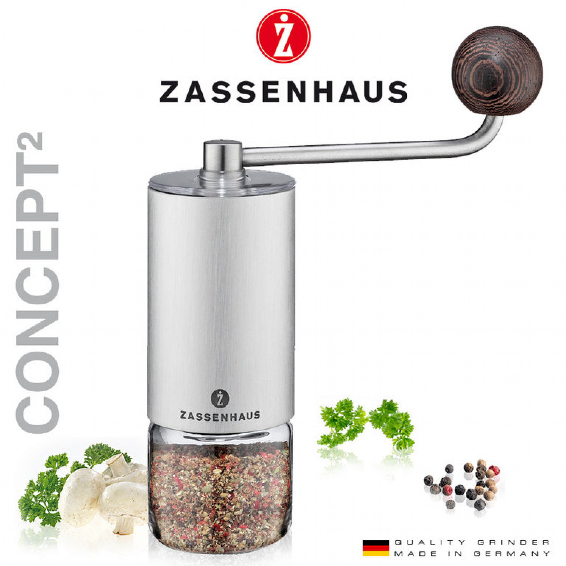 Zassenhaus Concept Spice Mill with 4 Small Storage Jars & 1 Collection Jar