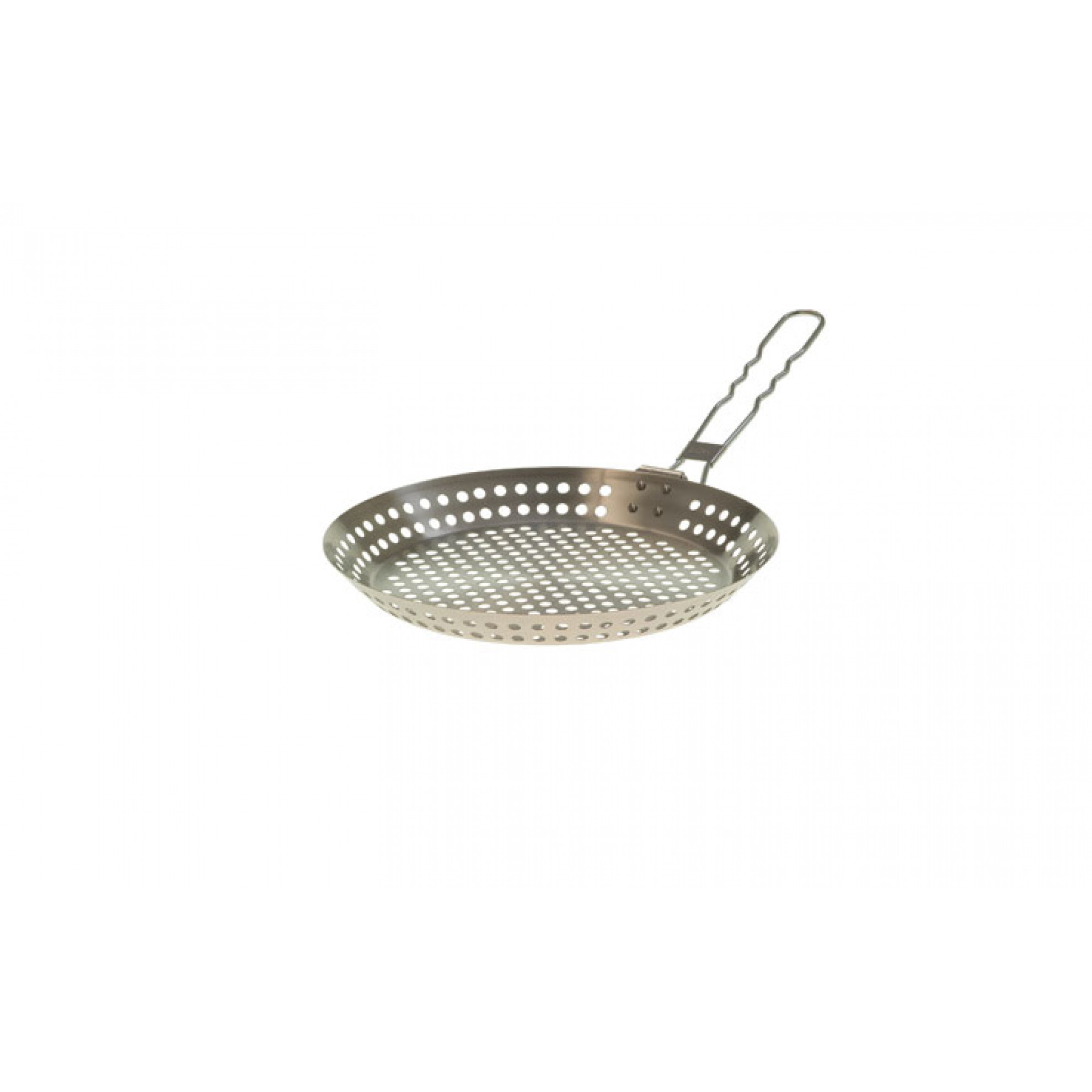 Grilling pan, stainless steel with folddown handle